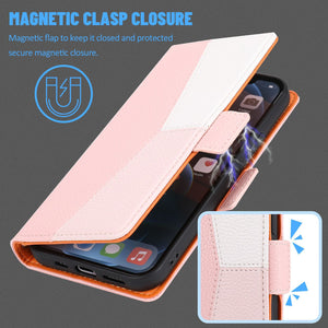 Casekis Multicolor Patchwork Wallet Phone Case Pink