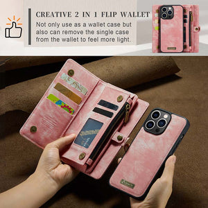 Casekis Wrist Strap Zipper Wallet Phone Case Pink