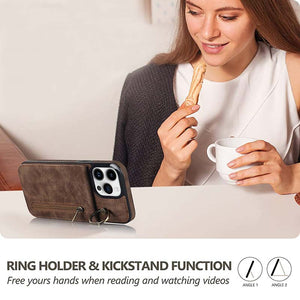 Casekis Card Holder Ring Phone Case Brown