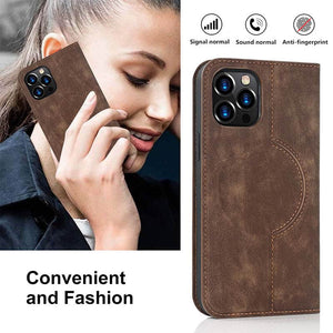 Casekis Wireless Charging Magnetic Wallet Phone Case Brown