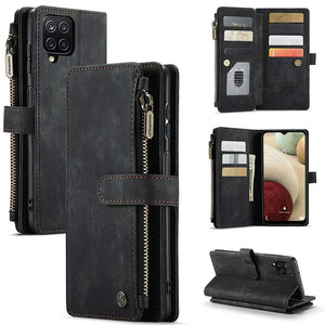 Casekis Leather Zipper Phone Case For Galaxy A12