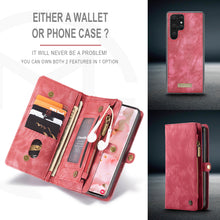 Load image into Gallery viewer, Casekis Zipper Wallet PU Leather Case Red
