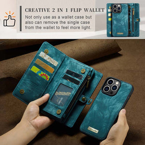 Casekis Wrist Strap Zipper Wallet Phone Case Blue