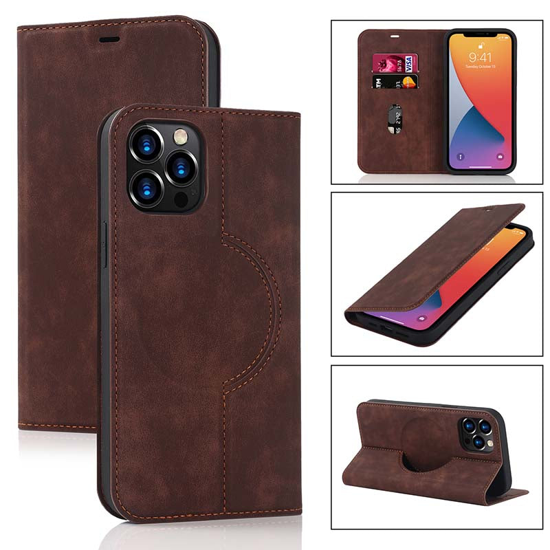 Casekis Wireless Charging Magnetic Wallet Phone Case Coffee