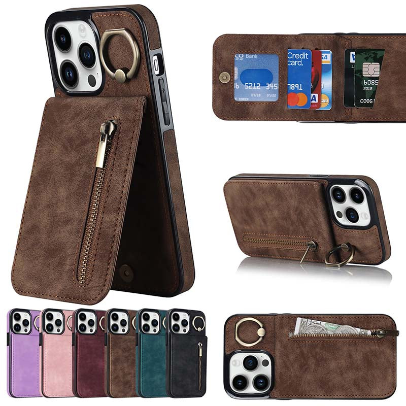 Casekis Card Holder Ring Phone Case Brown