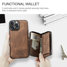 Load image into Gallery viewer, Casekis Magnetic Zipper Cardholder Phone Case Coffee
