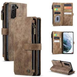 Casekis Leather Zipper Phone Case For Galaxy S21 FE 5G