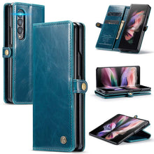 Load image into Gallery viewer, Luxury Flip Leather Card Slots Phone Case for Galaxy Z Fold 3 5G Blue
