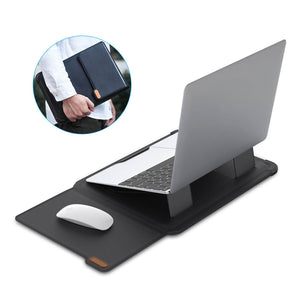 Casekis Leather Laptop Bag with Mouse Pad Adjustable Stand for Laptop 13 inch/14 inch