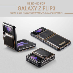CASEKIS Luxury Flip Leather Brown Phone Case For Galaxy Z Flip 3 5G