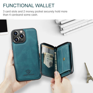 Casekis Magnetic Zipper Cardholder Phone Case Blue