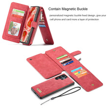 Load image into Gallery viewer, Casekis Zipper Cardholder Leather Wallet Phone Case Red
