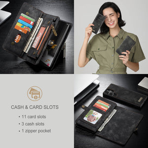 Casekis Zipper Wallet PU Leather Case Black