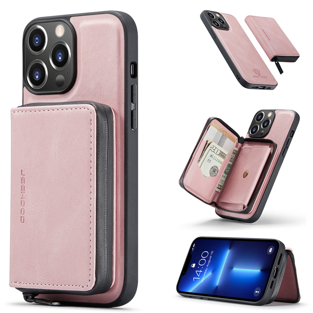 Casekis Magnetic Zipper Cardholder Phone Case Pink