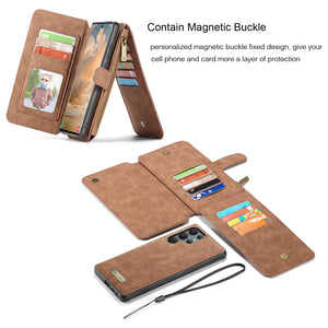 Casekis Zipper Cardholder Leather Wallet Phone Case Brown