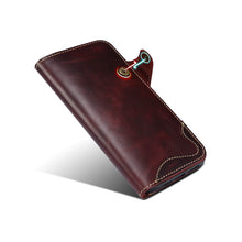 画像をギャラリービューアに読み込む, Casekis Genuine Cowhide Leather Button Flip Phone Case Red
