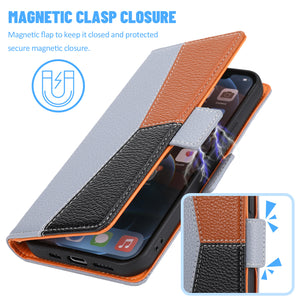 Casekis Multicolor Patchwork Wallet Phone Case Gray