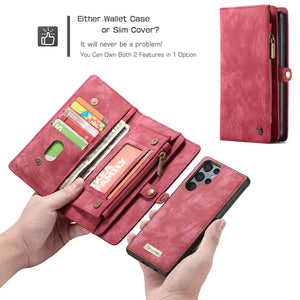 Casekis Zipper Wallet PU Leather Case Red