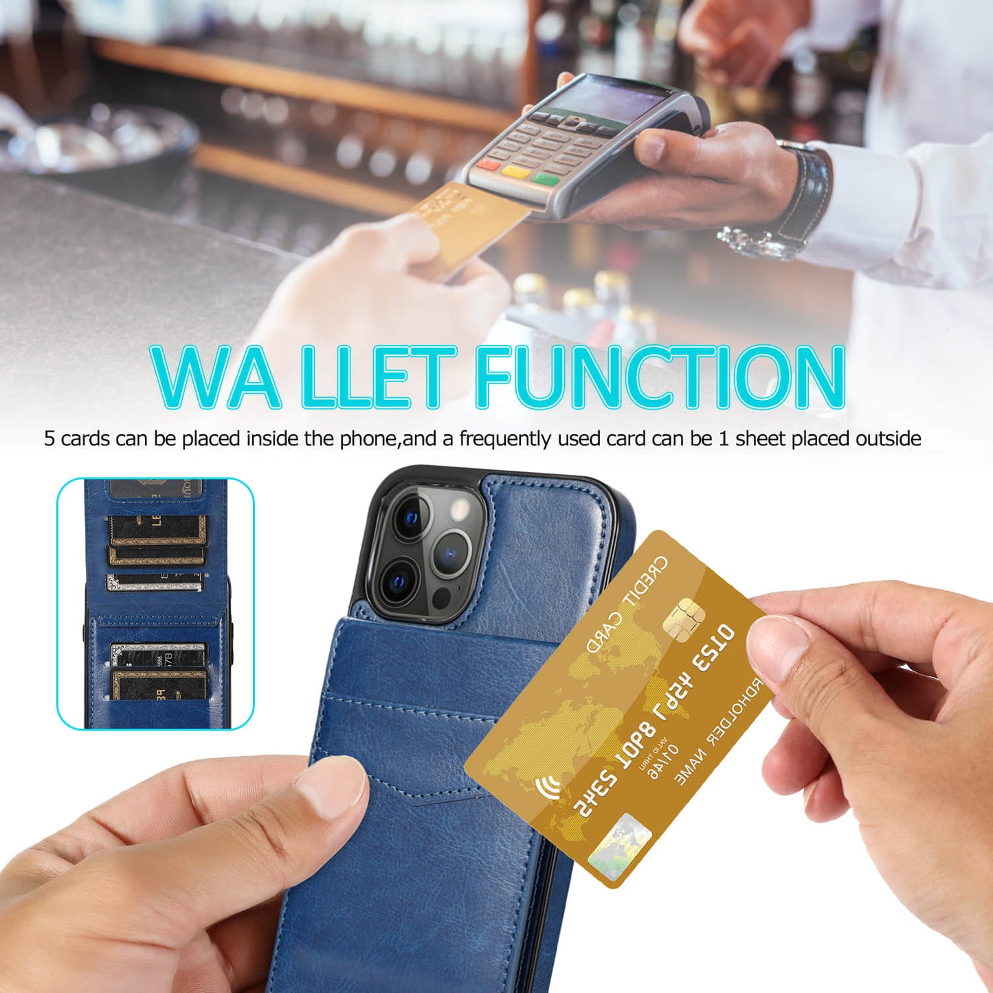 Casekis Bracket Card Slot Phone Case Blue