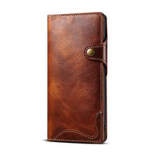 Muat gambar ke penampil Galeri, Genuine Cowhide Leather Button Flip Phone Case For Samsung Galaxy S21 Ultra 5G - Casekis
