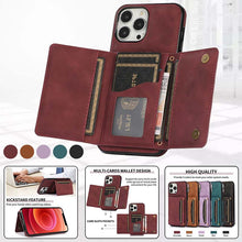 Load image into Gallery viewer, Casekis Wallet Case Tri-fold Cardholder Phone Case Red Wine
