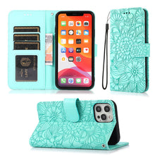 Load image into Gallery viewer, Apple iPhone Cardholder Case Embossed Flower Filp Wallet Case - Casekis
