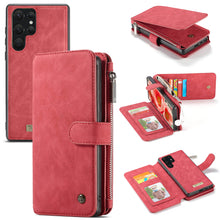 Load image into Gallery viewer, Casekis Zipper Cardholder Leather Wallet Phone Case Red
