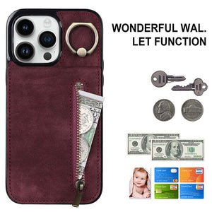 Casekis Card Holder Ring Phone Case Red Wine