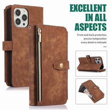 Load image into Gallery viewer, Casekis Crossbody Zipper Wallet Phone Case Brown

