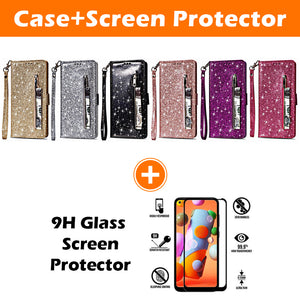 Luxury Glitter Bling Leather Zipper Pocket Case with Strap For Galaxy Note Series - Casekis