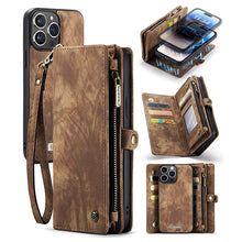 Load image into Gallery viewer, Casekis Wrist Strap Zipper Wallet Phone Case Brown
