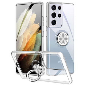 Casekis Crystal Clear Slim Ring Holder Phone Case for Galaxy