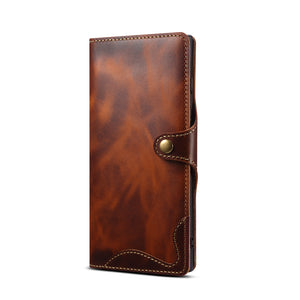 Casekis Genuine Cowhide Leather Button Flip Phone Case For Galaxy S22 Ultra 5G