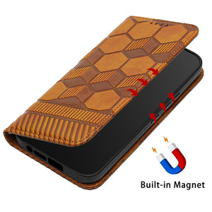 Casekis Polygonal Pattern Wallet Phone Case Brown