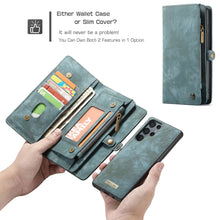 Load image into Gallery viewer, Casekis Zipper Wallet PU Leather Case Blue
