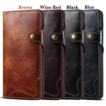 Muat gambar ke penampil Galeri, Genuine Cowhide Leather Button Flip Phone Case For Samsung Galaxy S21 Ultra 5G - Casekis
