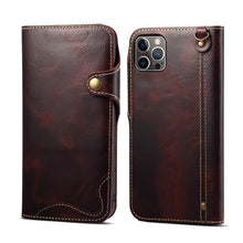 Load image into Gallery viewer, Casekis Genuine Cowhide Leather Button Flip Phone Case Red
