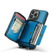 画像をギャラリービューアに読み込む, Casekis Zipper Crossbody Wallet RFID Phone Case Blue
