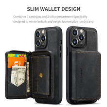 Load image into Gallery viewer, Casekis Magnetic Zipper Cardholder Phone Case Black
