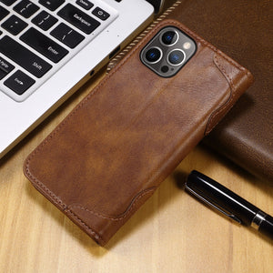 Casekis Flip Leather Phone Case Brown