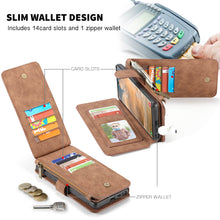 Load image into Gallery viewer, Casekis Zipper Cardholder Leather Wallet Phone Case Brown
