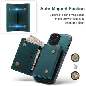 iPhone Two-in-one Magnetic Split Three-fold Wallet Phone Case - Casekis