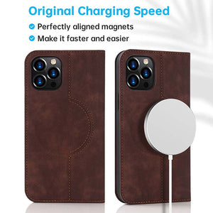 Casekis Wireless Charging Magnetic Wallet Phone Case Coffee