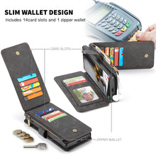 Load image into Gallery viewer, Casekis Zipper Cardholder Leather Wallet Phone Case Black
