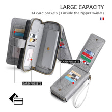 画像をギャラリービューアに読み込む, Casekis Zipper Wallet Detachable Phone Case Gray
