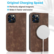Load image into Gallery viewer, Casekis Wireless Charging Magnetic Wallet Phone Case Brown

