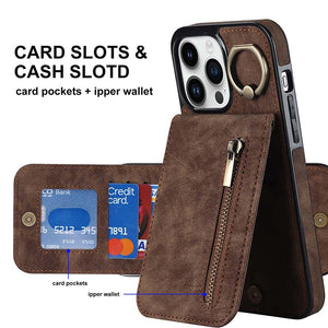 Casekis Card Holder Ring Phone Case Brown