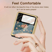 画像をギャラリービューアに読み込む, Casekis Fashion Glass Electroplated Phone Case-Flower for Galaxy Z Flip3 5G
