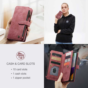 Leather Phone Case Zipper Case for Galaxy A52 4G/5G
