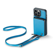 画像をギャラリービューアに読み込む, Casekis Zipper Crossbody Wallet RFID Phone Case Blue
